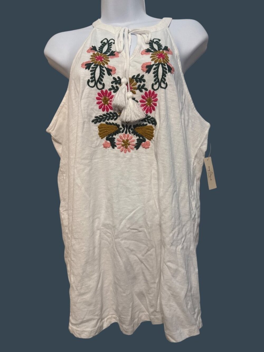 NWT Keep In Touch Boho Halter Top Embroidered XL